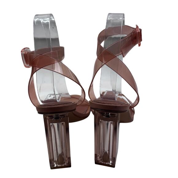 Gianni Bini Nude Clear Strap Acrylic Heel Strappy Heels Women's Size 8.5 - Picture 4 of 8